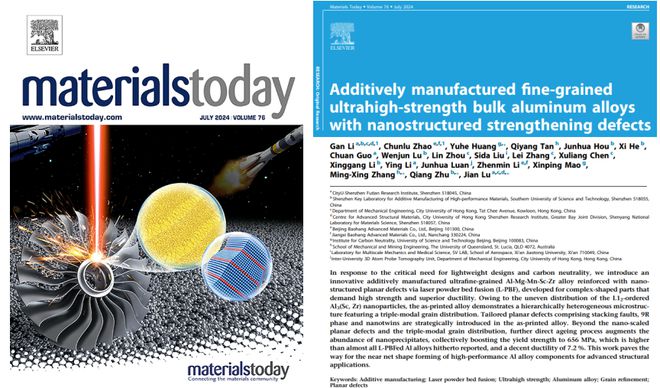 采用激光粉末床熔融（L-PBF）技术打印超高强铝合金吕坚院士毛新平院士等MT封面文章